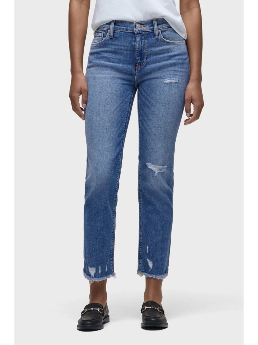 Hudson Women Nico Midrise Crop Straight Blue Cotton Blend Jean Size 32 $175 SALE